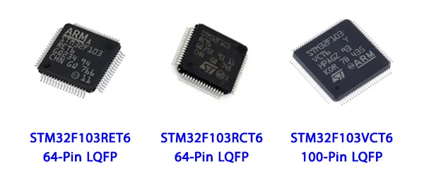 نمونه‌های پرفروش میکروکنترلرهای STM32F103xC/D/E